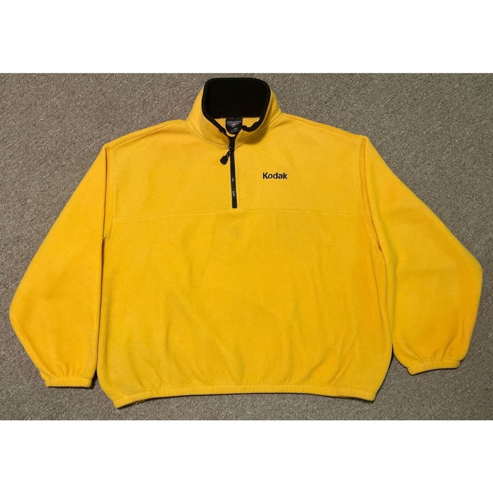 Vintage 90s XXL 2XL Kodak Film Cameras Pullover 1/4 Zip Fleece Sweatshirt